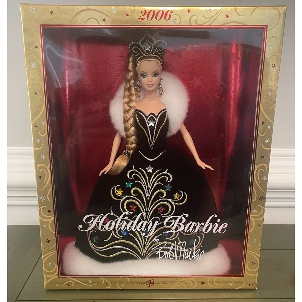 Mattel 2006 Holiday Barbie Doll Blonde Black Dress Bob‎ Mackie Christmas J0949